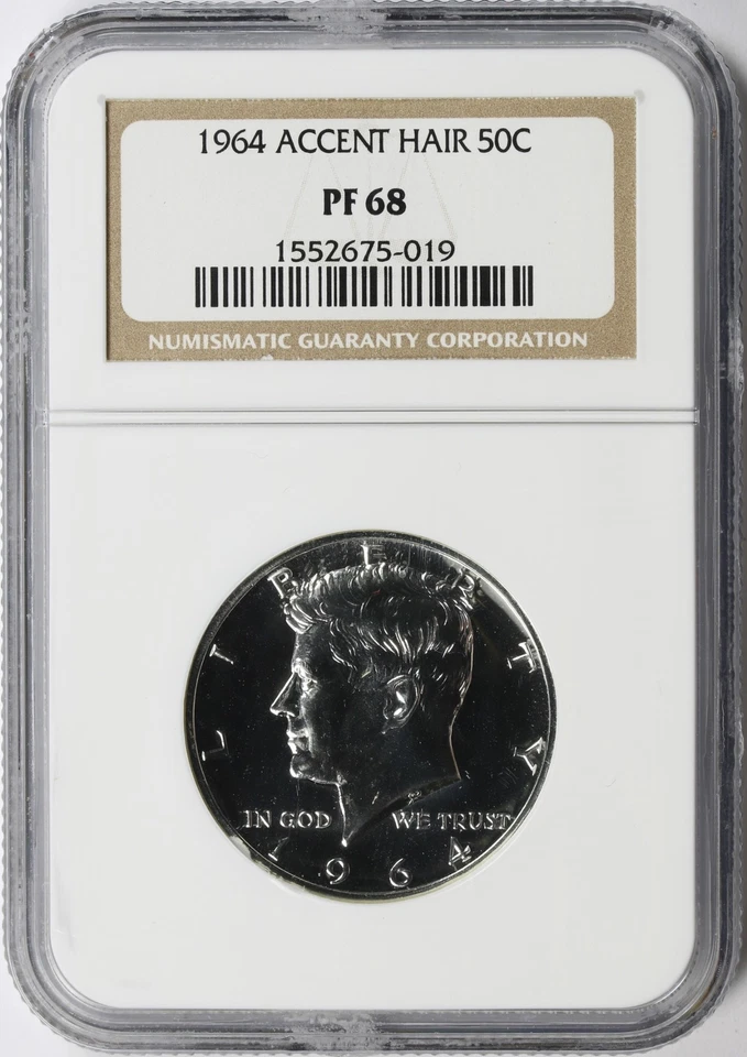 1964 Proof 50c Kennedy Accented Hair Half Dollar NGC PF68 - Image 1 of 4