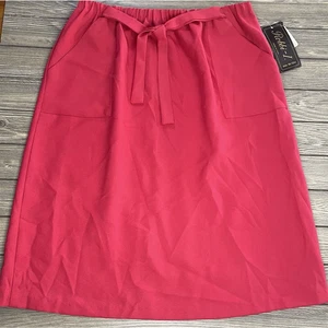 Robbi-I Vintage Polyester roter Rock Größe 22W/36 vorne zum Binden A-Linie Taschen neu mit Etikett - Bild 1 von 14