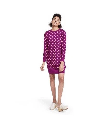 Victor Glemaud X Target Womens Purple Polka Dot Long Sleeve Tunic Dress Size XXS