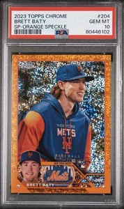 2023 Topps Chrome Brett Baty RC SP-Orange Speckle /25 Rookie #204 GEM MT 10 - Picture 1 of 2