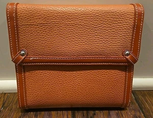 Vintage 2003 FRANKLIN COVEY Berkeley Orange Trifold Leather Organizer Binder - Picture 1 of 14