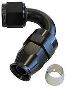 Aeroflow AF204-10DBLK Alloy 120 Deg Hose End -10AN Black Full Swivel Suit Teflon - Picture 1 of 4