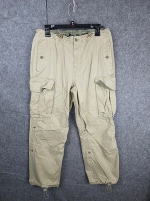Vintage GAP Parachute Pants Men's Small Beige Cargo Ankle Tie Rave Y2K Cotton - Image 1 of 4