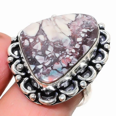 Natural Porcelain Jasper Gemstone 925 Sterling Silver Ring Size 7 I838 - Image 1 of 4