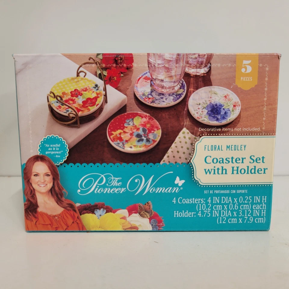 Juego de posavasos The Pioneer Woman floral medley de 5 piezas con soporte Foto 1 de 4