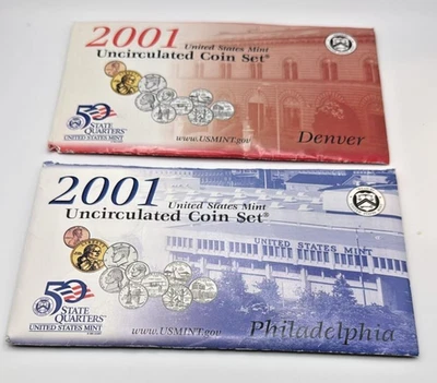 US Mint 2001 Uncirculated Coin Set Denver & Philadelphia - Image 1 of 4