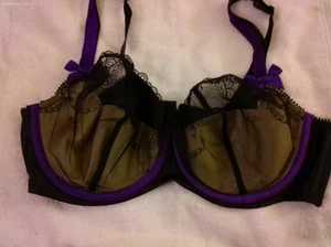Y - CACIQUE / 42DD / NO PAD-LINING-MOLDING / LACE / BLACK & PURPLE 🖤💜🖤💜🖤💜 - Bild 1 von 6