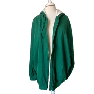 KingSize Men's 3XL Big Waffle-Knit Thermal Lined Green White Hoodie Athleisure - Image 1 of 4