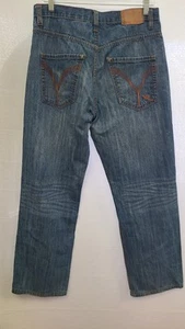 Jeans uomo vintage Y2K Rocawear blu denim ricamato taglia 34 x 30 Jay Z - Foto 1 di 8