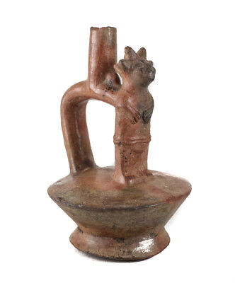 Pre Columbian Moche Peru Pottery, Figural Vessel With Stirrup Spout • 720£