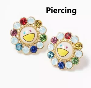 Takashi Murakami Liquem Flower Piercing earring Limited Japan rainbow - Picture 1 of 3