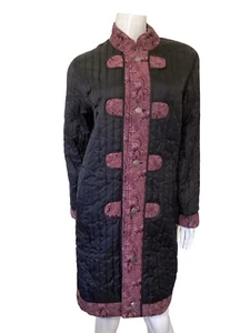 Carol Cohen Coat Size Medium Quilted Reversible Pink Burgundy Black - Picture 1 of 16