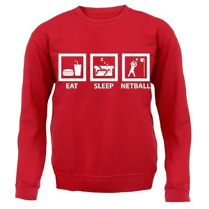 Eat Sleep Netball - Kids Hoodie / Sweater - Player Sport Net Ball Equipment Love - Picture 1 of 11