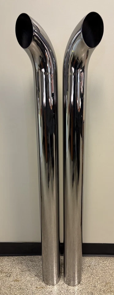 Chrome Stacks 4 Inch Curved Pipe 4"X50” Chrome Exhaust (Pair) Free Shipping!! - Image 1 of 4