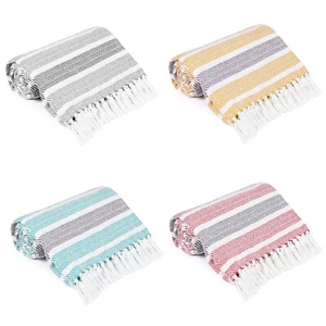 Large Cotton Stripe Throws Over for Sofas Chair beds Settee Blanket,150 x 200cm - Picture 1 of 21