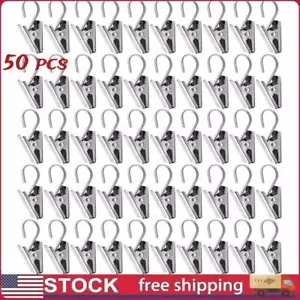 50 PCS 430 Stainless Steel Curtain Hooks, Curtain Clips w/ Hook, Silvery S Hooks - Picture 1 of 7