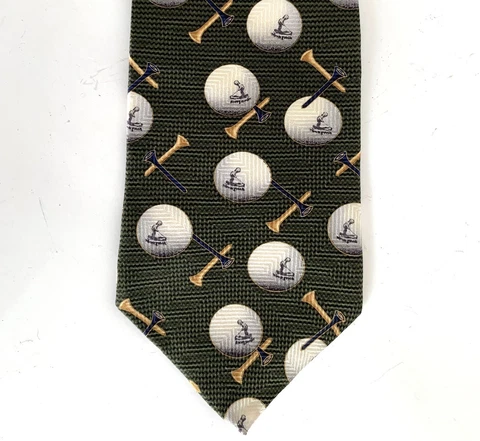 Pinehurst NC Golf PUTTERBOY Golf Tee Silk Neck Tie Green Pinehurst **EUC Cover
