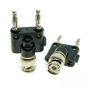 1pcs BNC male plug to Two Dual Banana Male Stack Plug Coaxial Adapter Connector - Picture 1 of 3