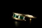 14ct yellow gold emerald & natural diamond half eternity ring certified RRP1750