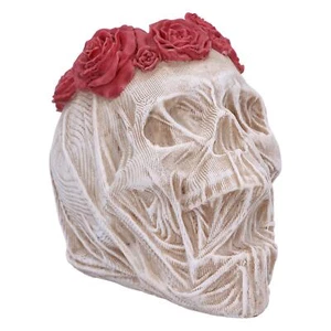 Nemesis Now THE VEIL Skull (Small) Wearing Veil & Red Rose Crown 11.5cm Ornament