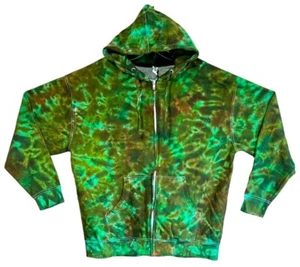 Felpa con cappuccio adulto Tie Dye cerniera verde giungla blotter cerniera grateful dead - Foto 1 di 3