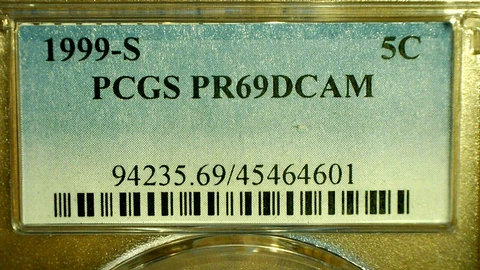 UNITED STATES-1999 "S" PCGS PR69DCAM JEFF. 5C. KM#A192 Cover