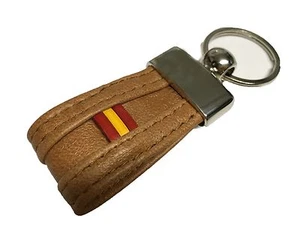 LLAVERO DE PIEL MARRON CON BANDERA DE ESPAÑA (PRODUCTO ARTESANO 100 %) - Picture 1 of 1