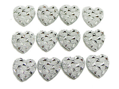 Plata 200 Diamantes De Imitación De Corazón Brillo Resina Dorso Duro Para Libros Cabujones 11X11mm • 4.85€