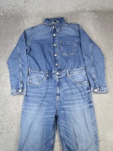 Zara Jumpsuit Womens Xl Blue Cotton Denim - Picture 1 of 11