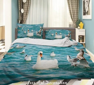 3D Schwan See Landschaft Steppdeckenbezüge Bettbezüge Set Bettwäsche - Bild 1 von 7