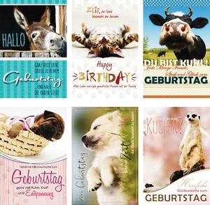 100 Glückwunschkarten zum Geburtstag Tiere 51-5402 Geburtstagskarte Grußkarte - Picture 1 of 1