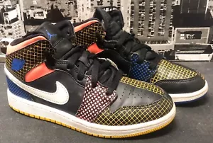 Clean! Nike Air Jordan 1 Mid PS Multi Grid/Color Boys Size 2.5Y Shoes DC4093-001 - Picture 1 of 5