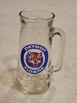 Vintage Detroit Tigers Baseball Glass Beer Stein Mug 7" Tall - Image 1 of 3