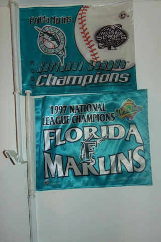 2) Florida Marlins 1997 World Series Champions 03 Two Sided Car Flag Wall Window Cover