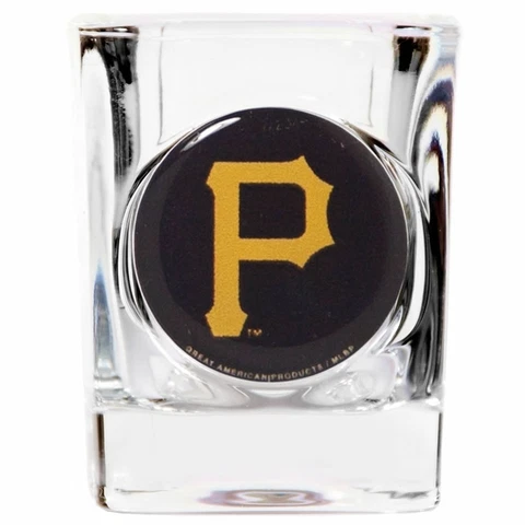 Pittsburgh Pirates Square Shot Glass - 2 oz. Round Logo [NEW] MLB Bar Drink CDG Cover