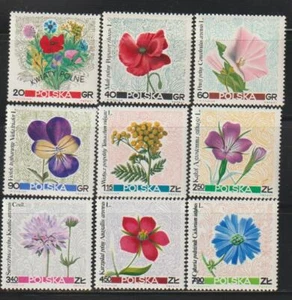 POLAND 1967 STAMPS FLOWERS 9v SC1512-1530 MNH POL68 - Picture 1 of 1