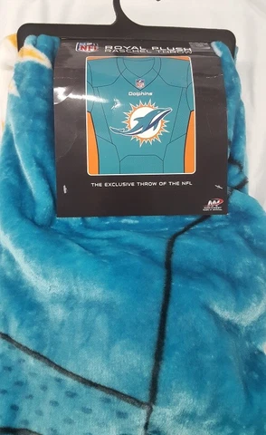 MIami Dolphins Jersey Design 50" by 60" Plush Raschel Throw Blanket - NFL Cover