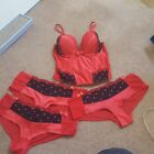 ULTIMO Red Spot Corset Basque 36D Three Pairs Knickers 12 14