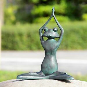 Aluminum Stretching Yoga Frog Garden Sculpture Outdoor Decor