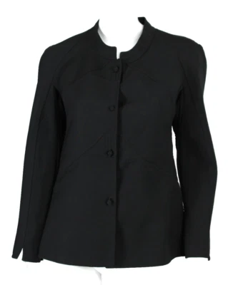 Chaqueta CHADO RALPH RUCCI Negra Lana Tejida Panel Cosido Botón Delantero 10 Foto 1 de 4