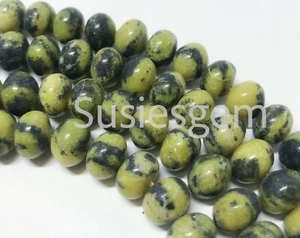 Yellow turquoise rondelle beads.Serpentine Gemstone beads 8x10mm 16'' - Picture 1 of 5
