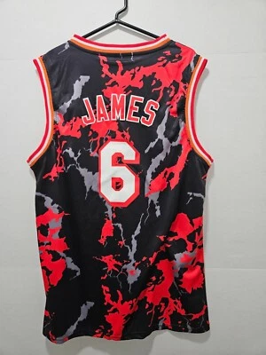NUEVA - Camiseta de baloncesto Lebron James #6 MIAMI ROJA NEGRA GRIS CAMUFLAJE JERSEY XL Foto 1 de 4