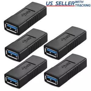 5pcs USB 3.0 Type A Female to Female Extension Connector Adapter F/F, Black - Picture 1 of 6