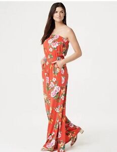 G.I.L.I. Tropical Red Floral Regular Jetsetter Strapless Jumpsuit New Vacay Gili
