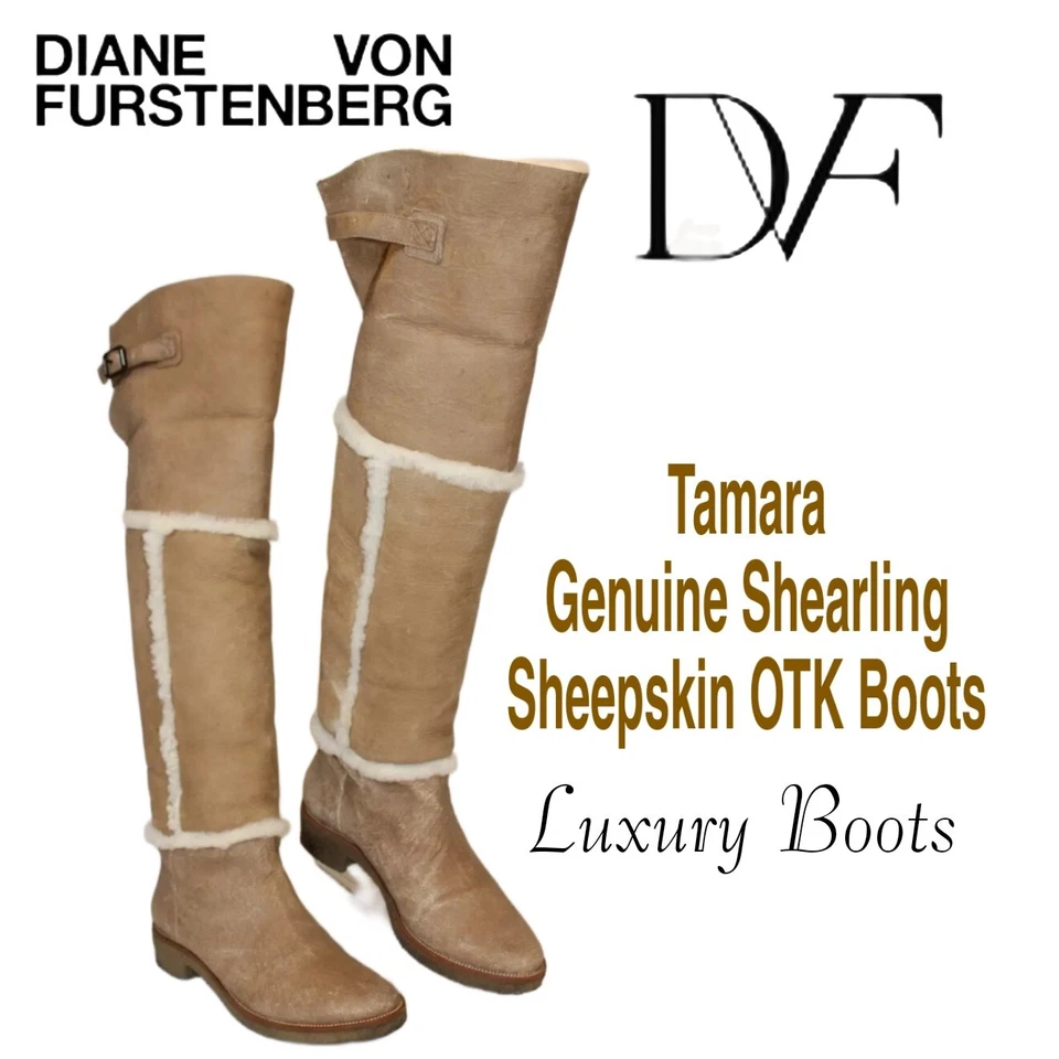 Botas Diane von Furstenberg Tamara piel de oveja piel de oveja OTK LUXURY DESIGNER 8 Foto 1 de 4