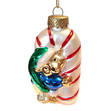 Thomas Pacconi 3-inch bear hugging candy cane glass ornament decoration Xmas