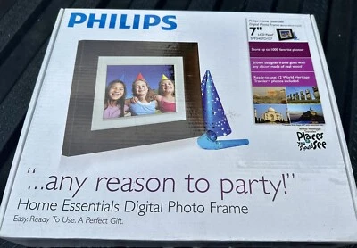 Philips Digital Photo Frame 7" LCD Panel SPF3407D/G7 Brown Wood Frame 1000pics - Image 1 of 4