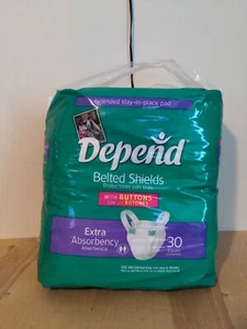 FULL PACK DEPEND BELTED SHIELDS UNDERGARMENTS DIAPERS/BRIEFS STRAPS  FROM 2004!  - Picture 1 of 4