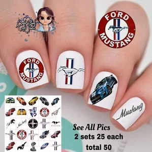 Juego de 50 calcomanías de uñas tobogán acuático para autos Ford Mustang bonificación e instrucciones - Imagen 1 de 5