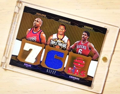 2007 -10 Topps Triple Threads Jersey JULIUS IRVING/ MOSES MALONE/ ANDRE IGUODALA - Image 1 of 4